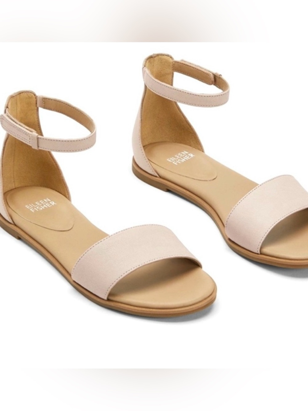 NEW! Eileen Fisher Tumbled Leather Ankle Strap Sandal